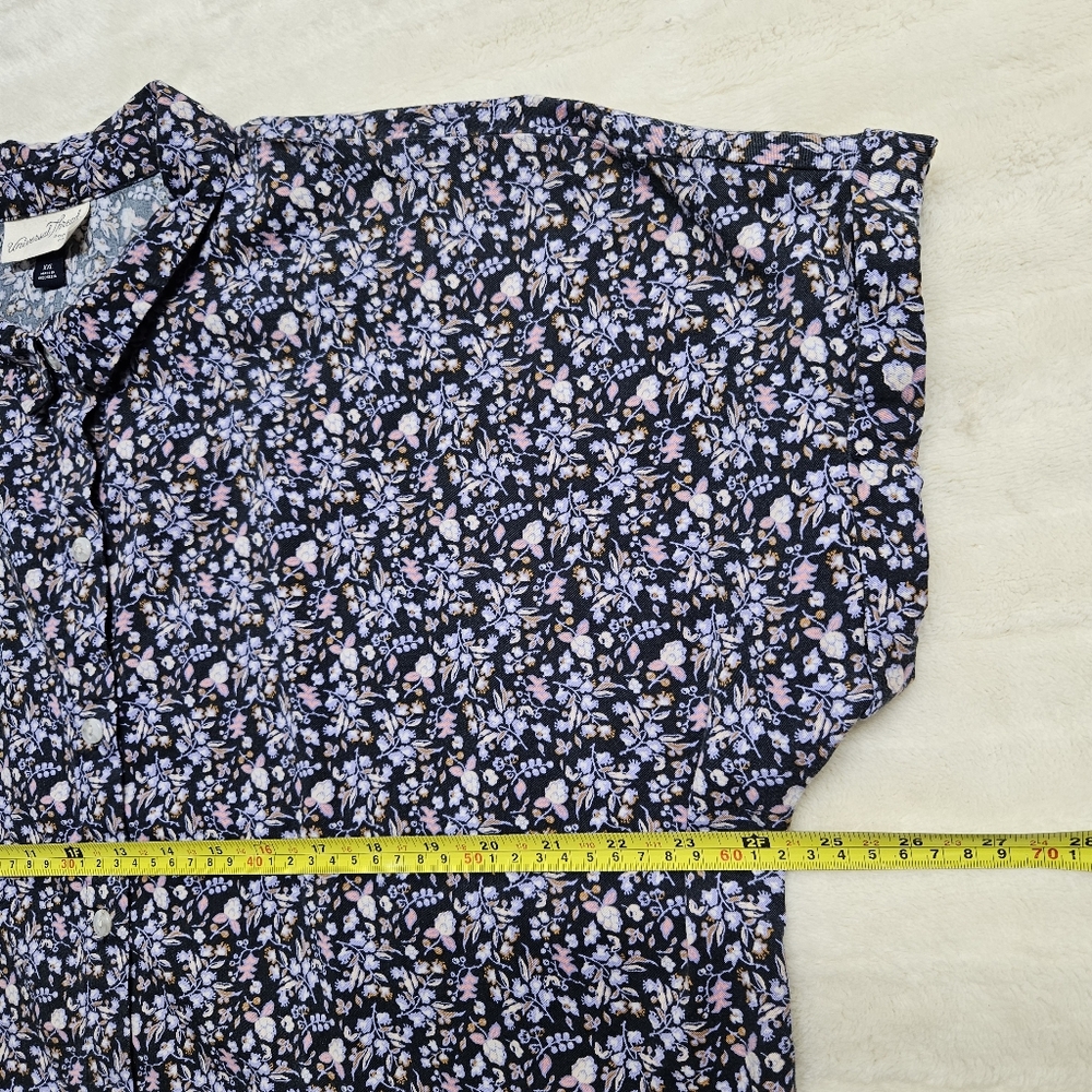 Universal Thread Navy Floral Button-Up Roll Cuff Camp Shirt Size XXL - Picture 3 of 11